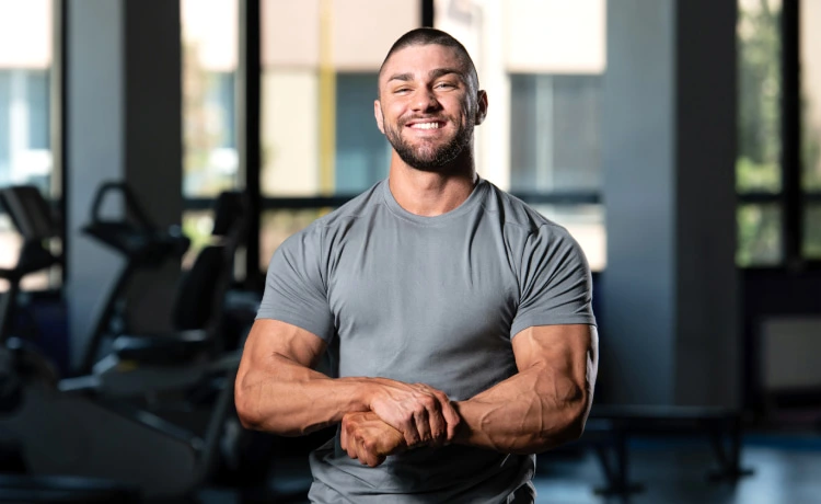 smiling bodybuilder